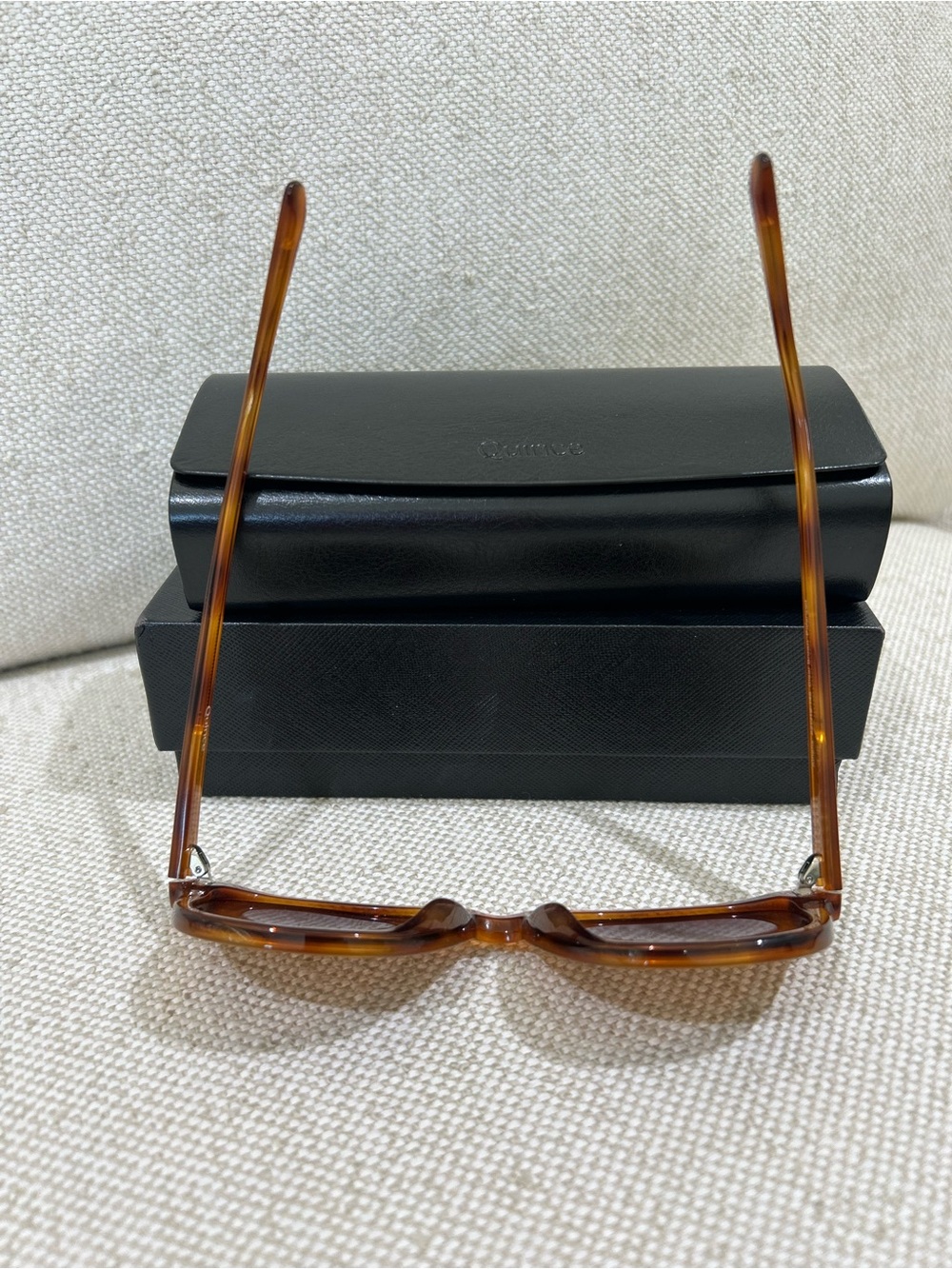 EUC QUINCE Athens Polarized Acetate Sunglasses Clear Brown Brown Lens Modern - Picture 8 of 10